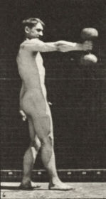Plate 326 Lifting a 50 lb dumbbell at arm's length — figure reference
